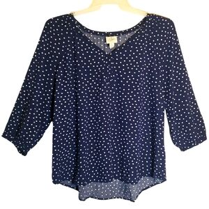 St John's Bay women's XL polka-dot print pullover peasant blouse. 6044